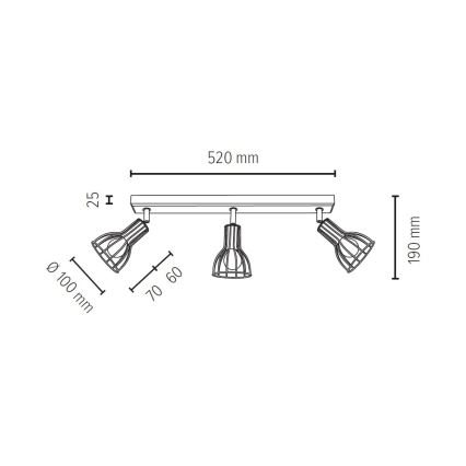 Φωτιστικό σποτ MEGAN 3xE14/40W/230V δρυς