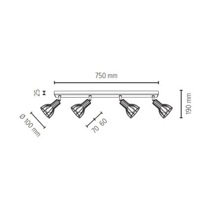 Σποτ MEGAN 4xE14/40W/230V δρυς