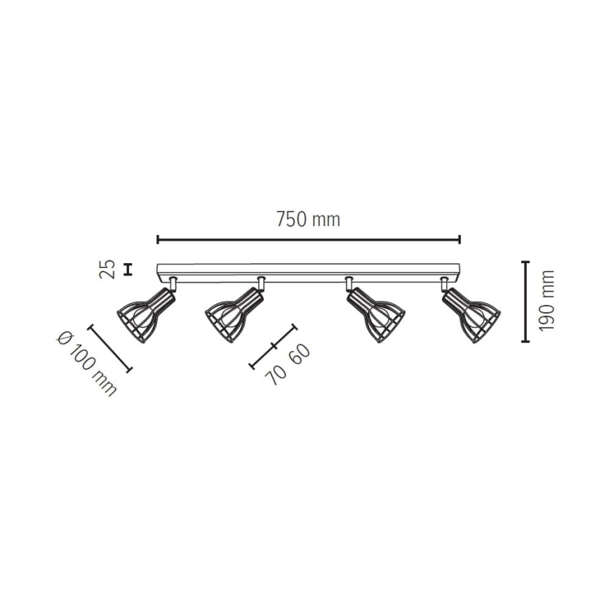 Σποτ MEGAN 4xE14/40W/230V δρυς