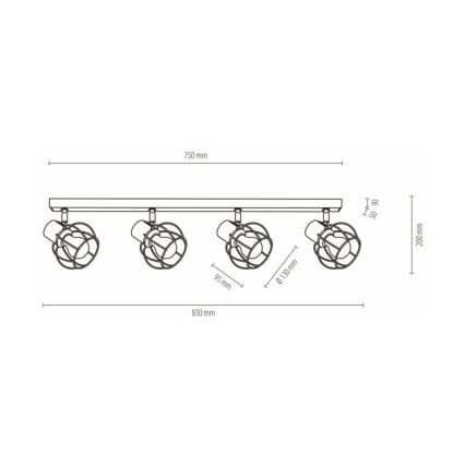 Φωτιστικό σποτ οροφής PHIPHI 4xE27/60W/230V δρυς