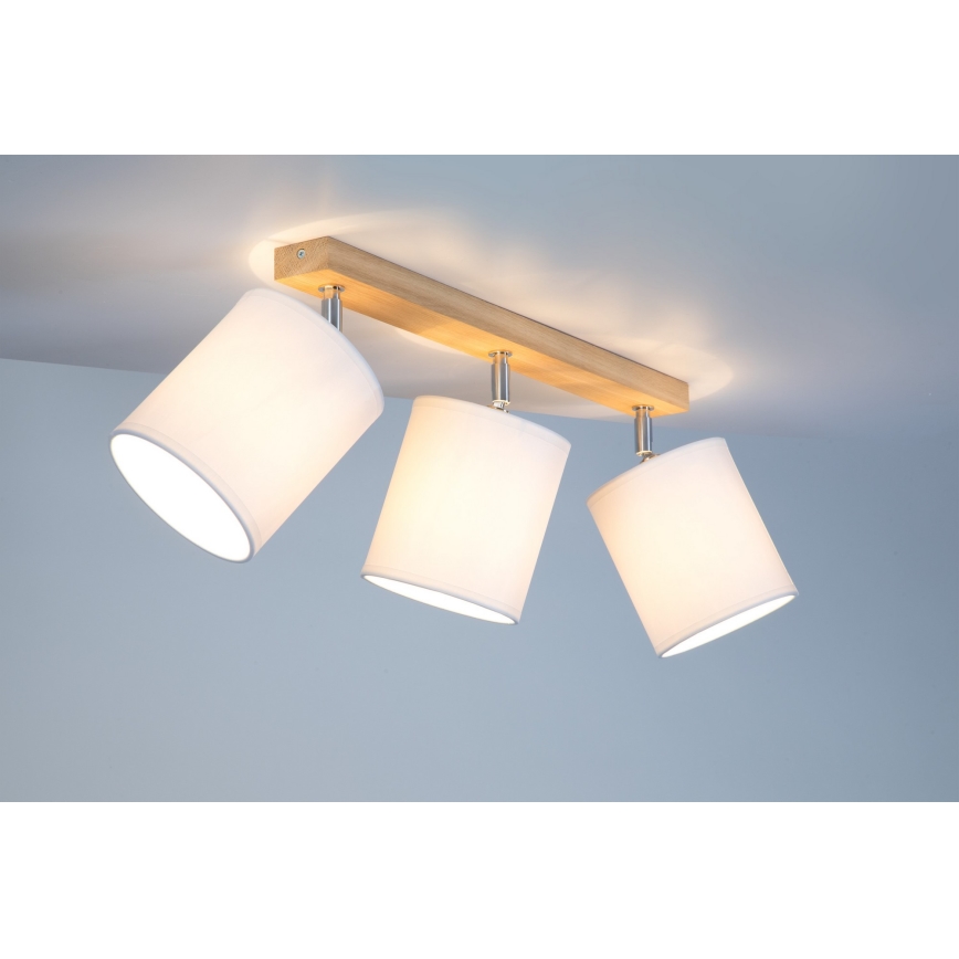 Σποτ φωτιστικό APRILLIA 3xE27/25W/230V, φινίρισμα δρυς/λευκό