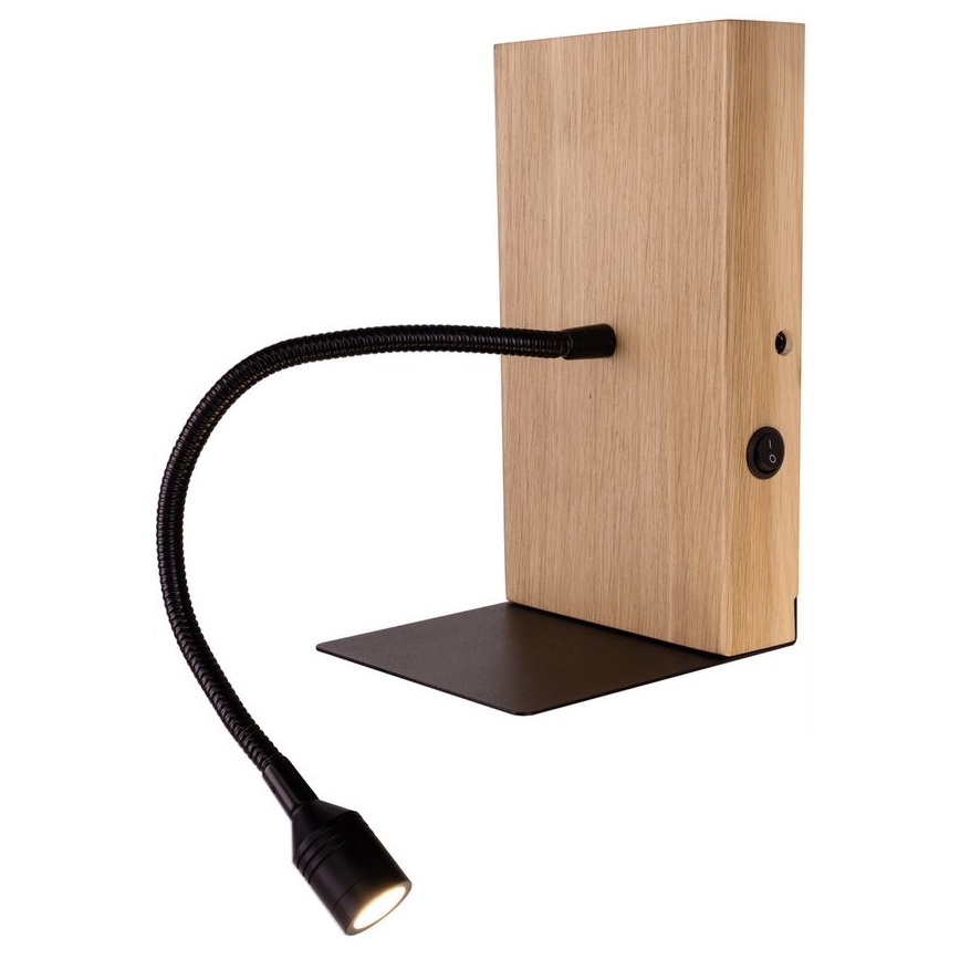 LED Επιτοίχιο φωτιστικό LECTOR LED/2,5W/230V USB δρυς