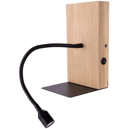 LED Επιτοίχιο φωτιστικό LECTOR LED/2,5W/230V USB δρυς