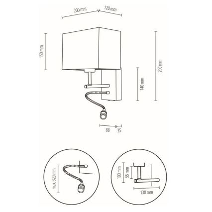 LED Εύκαμπτο φωστικό BOHO 1xE27/25W + LED/1W/230V δρυς