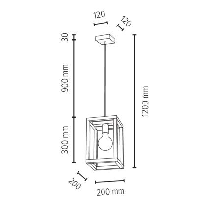 Πολύφωτο σε σχοινί KAGO 1xE27/60W/230V ματ δρυς