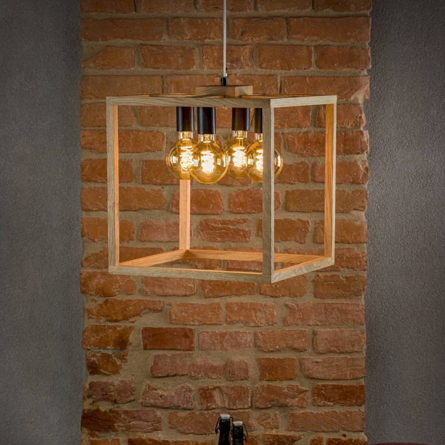 Κρεμαστό φωτιστικό οροφής KAGO 4xE27/60W/230V δρυς