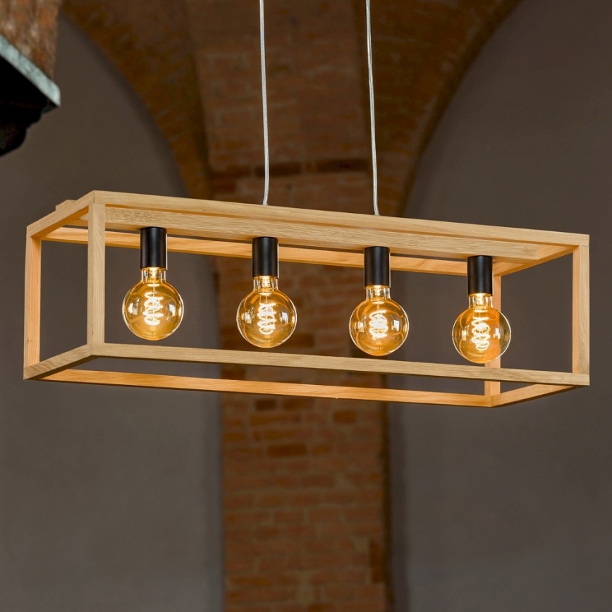 Φωτιστικό οροφής με καλώδιο KAGO 4xE27/60W/230V ματ δρυς