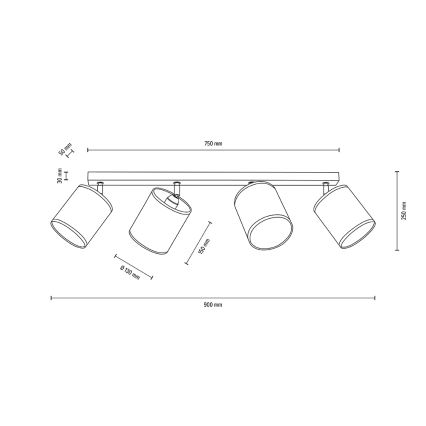 Φωτιστικό σποτ οροφής BOHO 4xE27/25W/230V δρυς