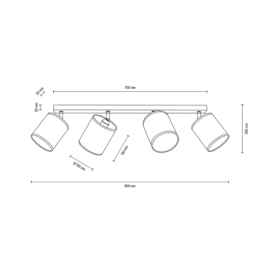 Φωτιστικό σποτ οροφής BOHO 4xE27/25W/230V δρυς