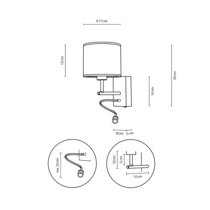 Λάμπα τοίχου BOHO 1xE27/25W/230V + LED/1W/230V δρυς