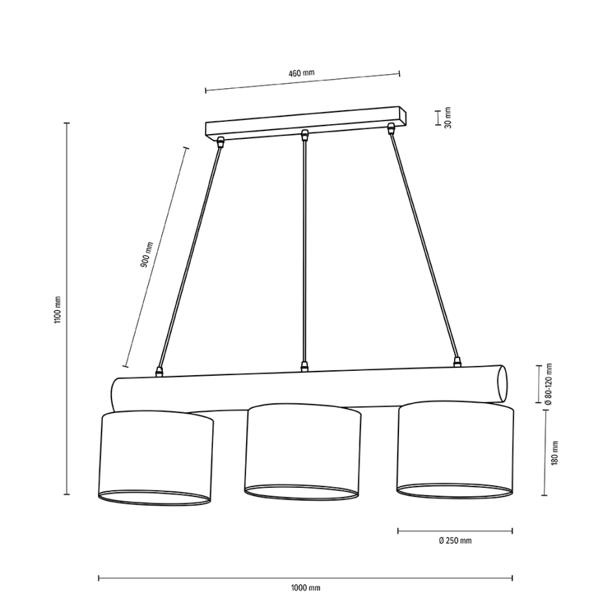 Κρεμαστό φωτιστικό οροφής PINO MIX 3xE27/40W/230V πεύκο
