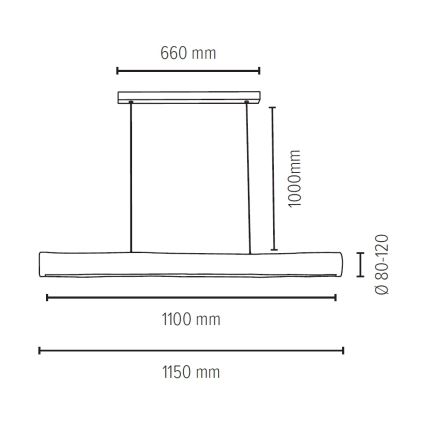 Led Dimmable κρεμαστό φωτιστικό οροφής LUCAS LED/33W/230V πεύκο