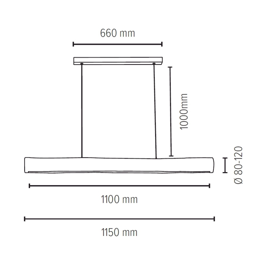 Led Dimmable κρεμαστό φωτιστικό οροφής LUCAS LED/33W/230V πεύκο