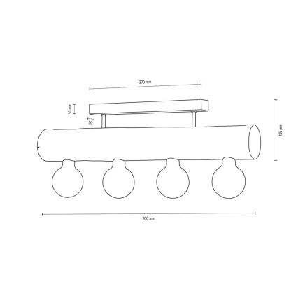 Πλαφονιέρα οροφής  TRABO 4xE27/60W/230V πεύκο