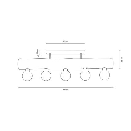 Πλαφονιέρα οροφής  TRABO 5xE27/60W/230V πεύκο