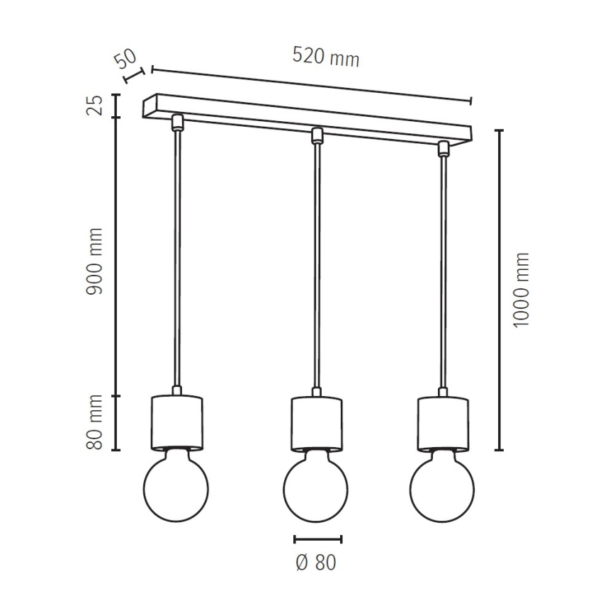 Κρεμαστό φωτιστικό οροφής PINO 3xE27/60W/230V πεύκο