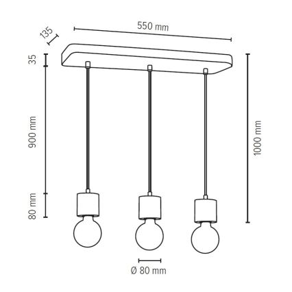 Πολύφωτο σε σχοινί STRONG 3xE27/60W/230V