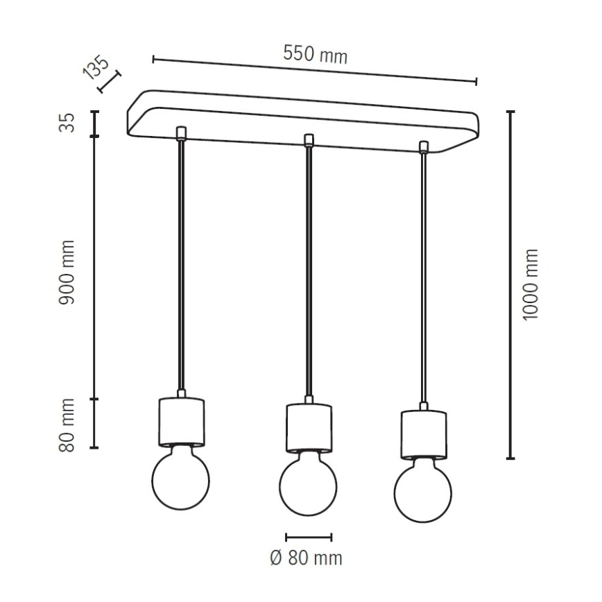 Πολύφωτο σε σχοινί STRONG 3xE27/60W/230V