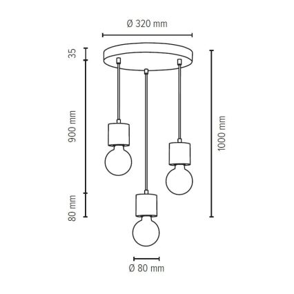 Πολύφωτο σε σχοινί STRONG 3xE27/60W/230V