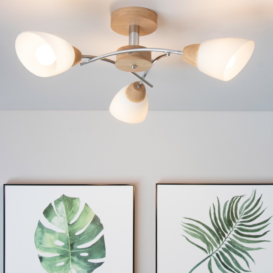 Απλίκα οροφής VILETTA 3xE27/60W/230V δρυς