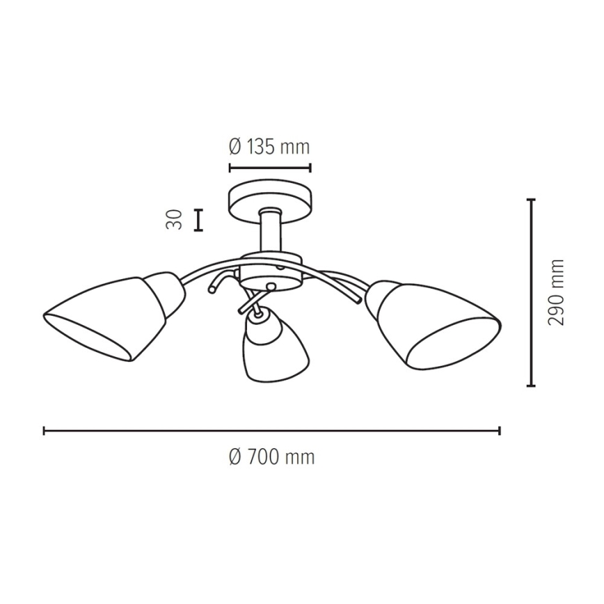 Πλαφονιέρα οροφής VILETTA 3xE27/60W/230V δρυς