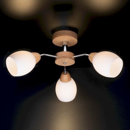 Πλαφονιέρα οροφής PARMA 3xE27/40W/230V δρυς