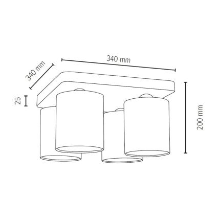 Φως οροφής JENTA 4xE27/25W/230V