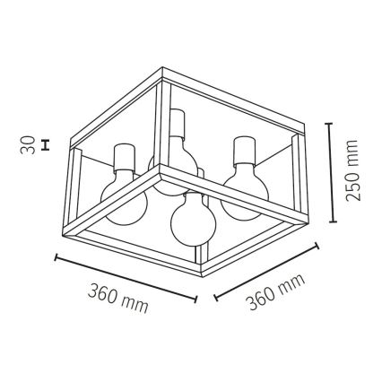Οροφιαίο φωτιστικό KAGO 4xE27/60W/230V ματ δρυς
