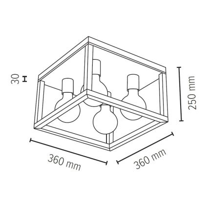 Φωτιστικό οροφής KAGO 4xE27/60W/230V δρυς