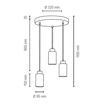 Κρεμαστό φωτιστικό οροφής τρίφωτο KARLA 3xE27/60W/230V σκυρόδεμα