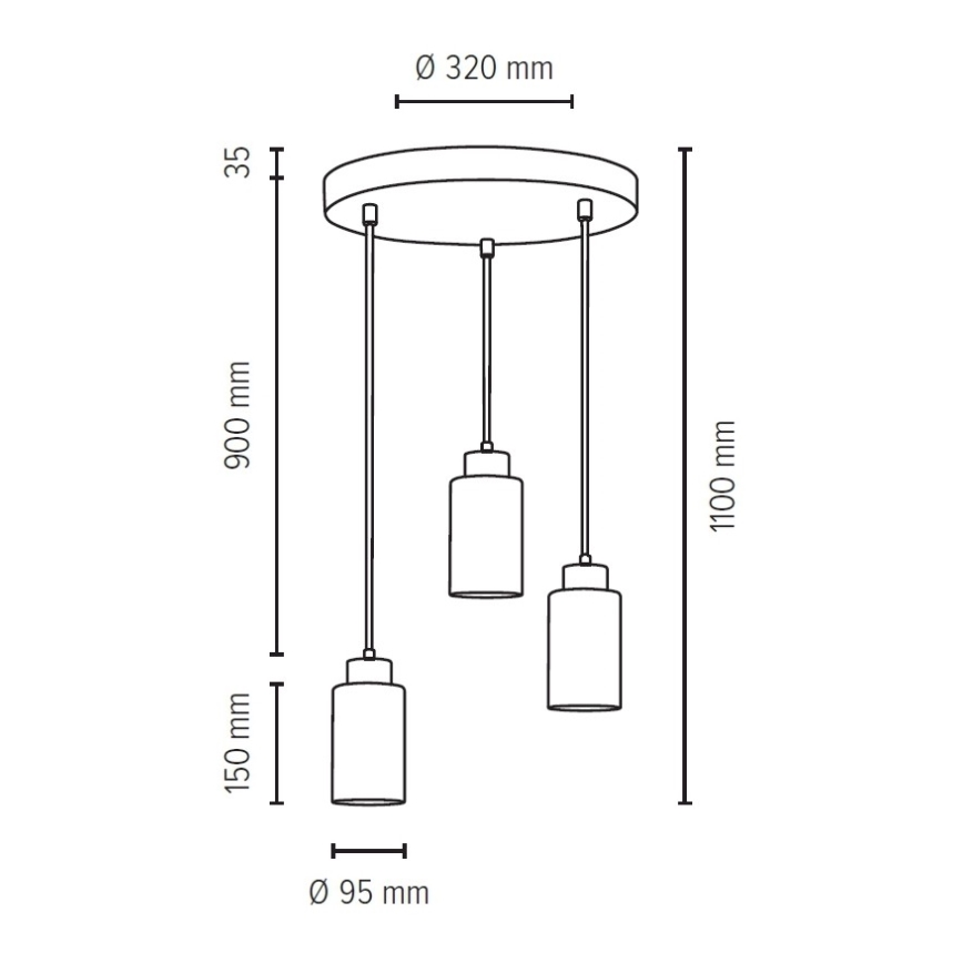 Φωτιστικό οροφής με καλώδιο KARLA 3xE27/60W/230V σκυρόδεμα