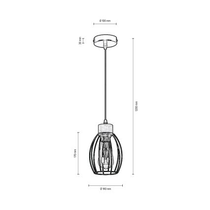 Κρεμαστό φωτιστικό οροφής GUNNAR 1xE27/60W/230V δρυς