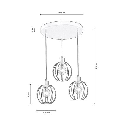 Κρεμαστό φωτιστικό οροφής τρίφωτο BERIS 3xE27/60W/230V