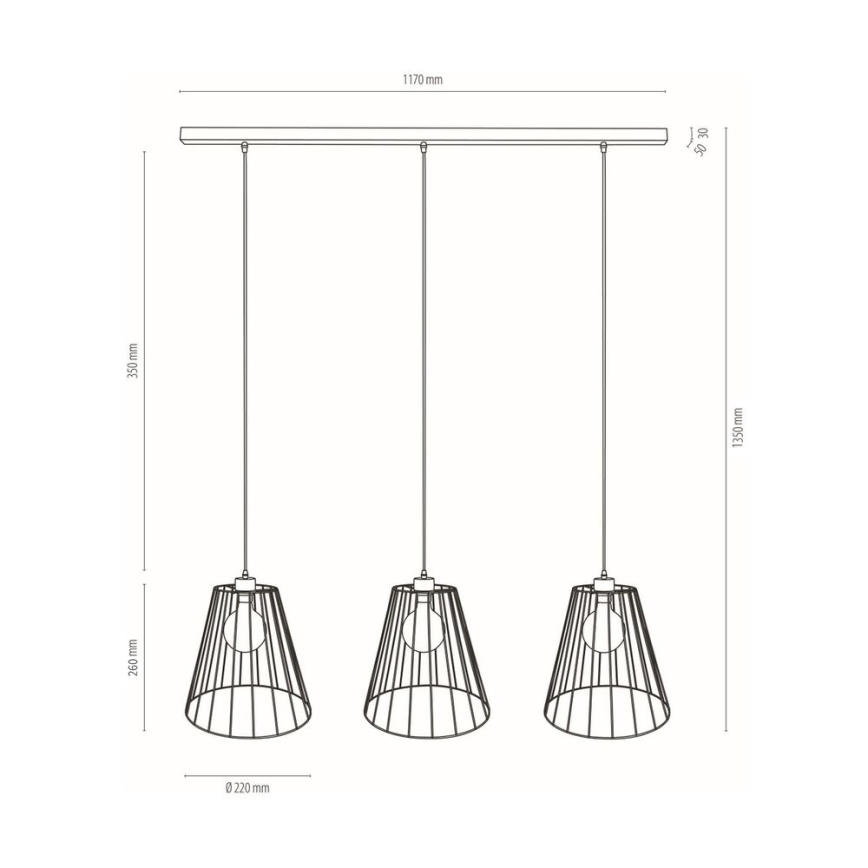 Κρεμαστό φωτιστικό οροφής ράγα ORAZIO 3xE27/60W/230V δρυς