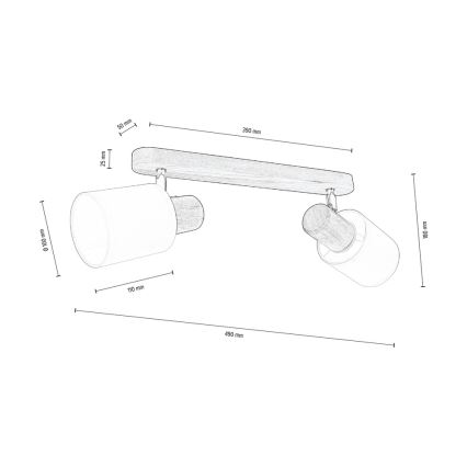 Φωτιστικό σποτ οροφής TRENDY 2xE27/15W/230V πεύκο