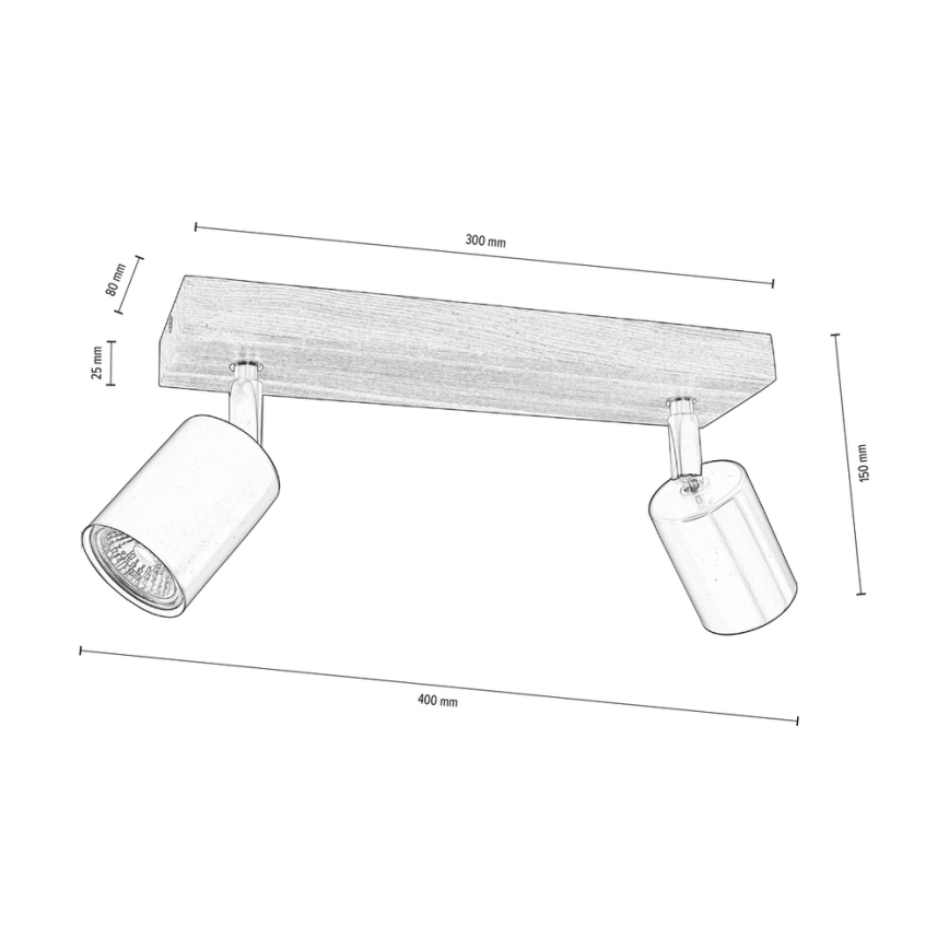 Οροφιαίο σποτ φωτιστικό MANARA 2xGU10/5W/230V πεύκο