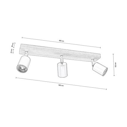 Φωτιστικό σποτ οροφής MANARA  3xGU10/5W/230V πεύκο