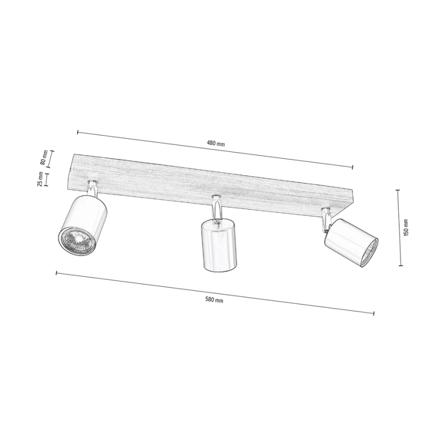 Φωτιστικό σποτ οροφής MANARA  3xGU10/5W/230V πεύκο