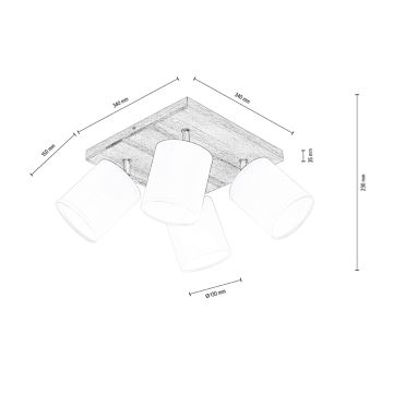 Φωτιστικό σποτ οροφής APRILLIA 4xE27/25W/230V δρυς/λευκό