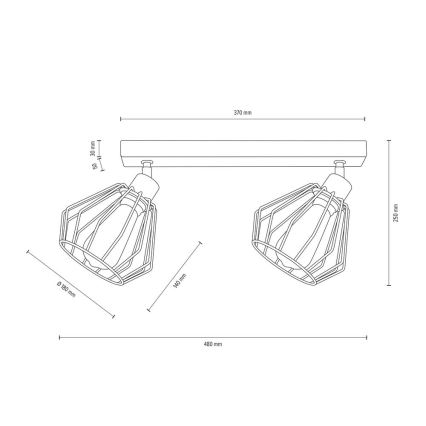 Φωτιστικό σποτ οροφής VENTI 2xE27/15W/230V πεύκο