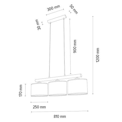 Πολύφωτο με συρματόσχοινο MERCEDES 3xE27/40W/230V καφέ/δρυς – FSC πιστοποιημένο