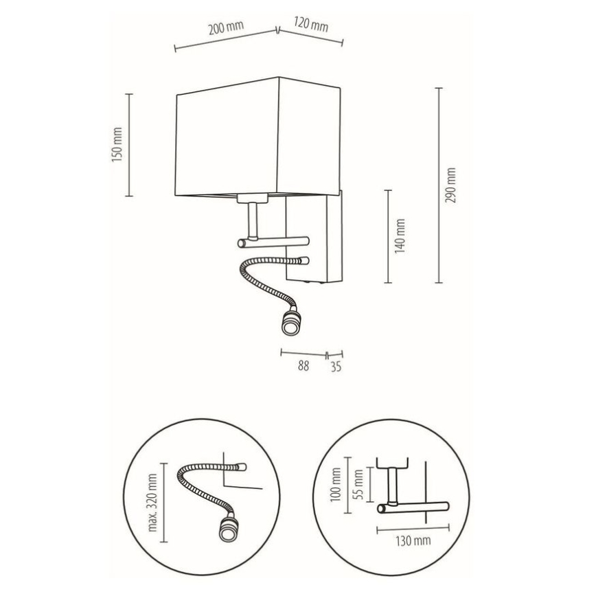 Φωτιστικό τοίχου BOHO 1xE27/25W + LED/1W/230V δρυς – FSC πιστοποιημένο
