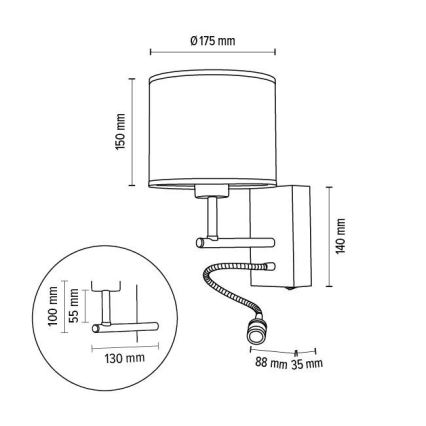 Φωτιστικό τοίχου BOHO 1xE27/25W + LED/1W/230V δρυς – FSC πιστοποιημένο