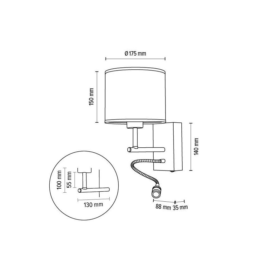 Φωτιστικό τοίχου BOHO 1xE27/25W + LED/1W/230V δρυς – FSC πιστοποιημένο