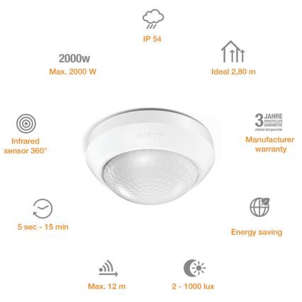 STEINEL 006532 - Αισθητήρας κίνησης  IS360-3 λευκό