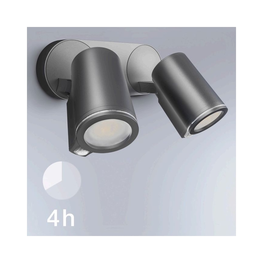 STEINEL 058654- Εξωτερικό φωτιστικό LED με αισθητήρα SPOT DUO 2xGU10 / 7,5W / 230V IP44