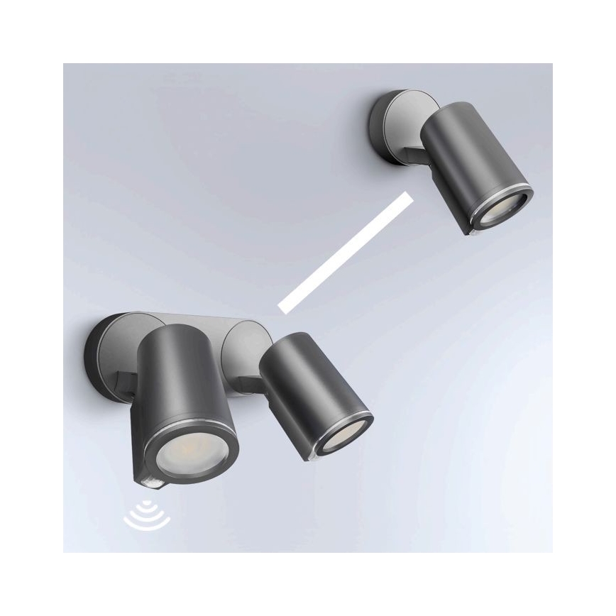STEINEL 058654- Εξωτερικό φωτιστικό LED με αισθητήρα SPOT DUO 2xGU10 / 7,5W / 230V IP44
