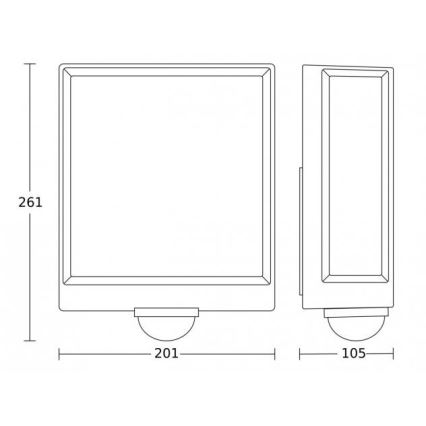 Steinel 085247 - LED Dimming Επιτοίχιο φωτιστικό εξωτερικού χώρου με αισθητήρα L40SC LED/12,9W/230V