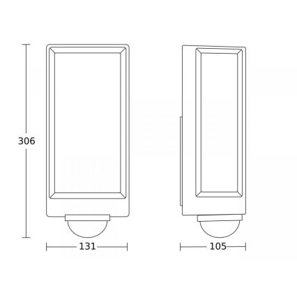 Steinel 085261 - LED Dimming Επιτοίχιο φωτιστικό εξωτερικού χώρου με αισθητήρα L42SC LED/13W/230V IP54