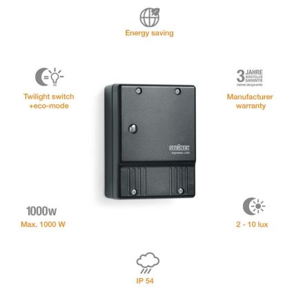 STEINEL 550318 - Χρονοδιακόπτης NightMatic 2000 μαύρος IP54